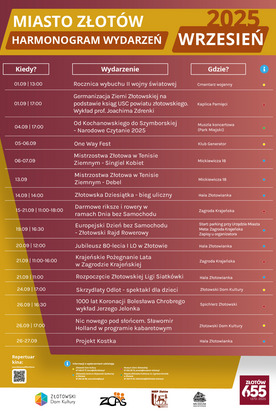 Harmonogram wydarzeń - wrzesień 2025