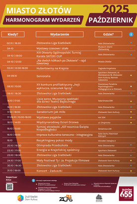 Harmonogram wydarzeń - październik 2025