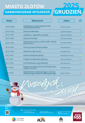 Harmonogram wydrzeń - grudzień 2025